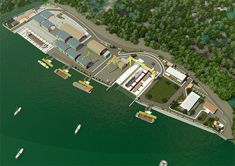 Aerial view of Hooghly Cochin Shipyard dock facility